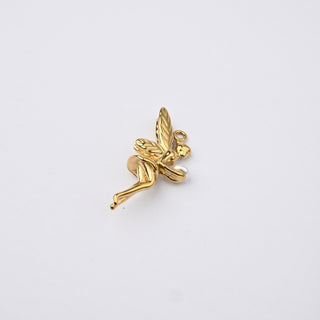 Ciondolo Fata con Perla in Acciaio Placcato Oro 14k - 28x15mm