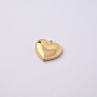 Ciondolo Cuore con Bordo Zigrinato in Acciaio Placcato Oro 14k - 19mm