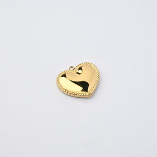 Ciondolo Cuore con Bordo Zigrinato in Acciaio Placcato Oro 14k - 19mm
