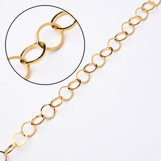 Catena in Acciaio Oro Forzatina Tonda Piatta 6mm - Vendita al Metro