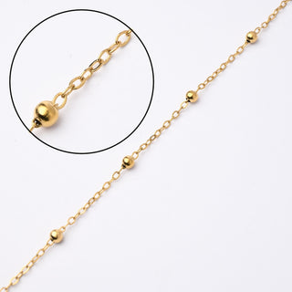 Catena in Acciaio Oro Ovale 2x1mm con Pallina 3mm - Vendita al Metro