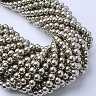Perle di Maiorca Crystal Platinum Tonda 6mm - Filo da 40 cm