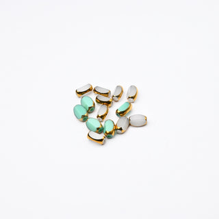Cristalli Ovale Mix Bianco/Tiffany e Oro 7x4mm - 14 pz | Sarobidy