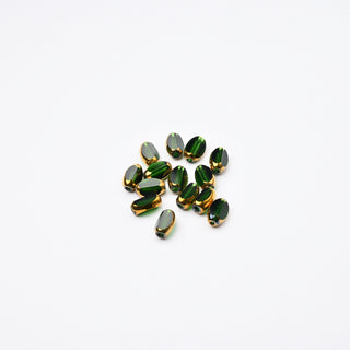 Cristalli Ovale Verde Smeraldo e Oro 7x4mm - 14 pz | Sarobidy