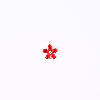 Pendente Zirconi Effetto Rubino Fiore 14x12mm