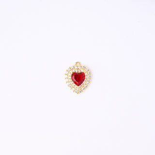 Pendente Zirconi Effetto Rubino Cuore 19x16mm