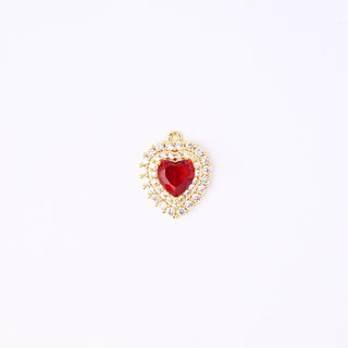 Pendente Zirconi Effetto Rubino Cuore 19x16mm