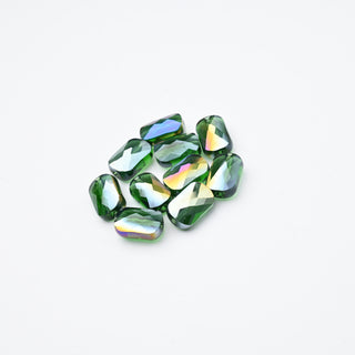 Cristalli Rettangolari Verde Trasparente Aurora Boreale 9x6mm - 10 Pezzzi | Sarobidy