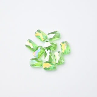 Cristalli Rettangolari Verde Menta Trasparente Aurora Boreale 9x6mm - 10 Pezzzi | Sarobidy
