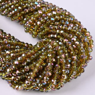 Cristalli Rondella Verde Olivina e Bronzo 4mm