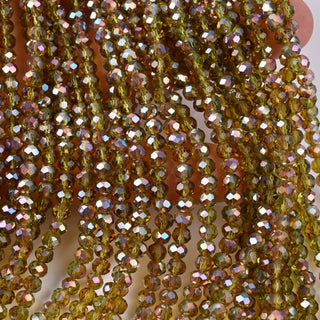 Cristalli Rondella Verde Olivina e Bronzo 4mm