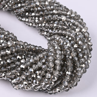 Cristalli Rondella Fumé e Argento 4mm