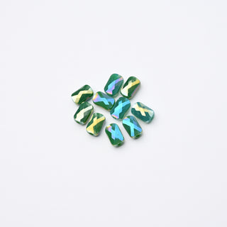 Cristalli Rettangolari Verde Esmeraldo e Oro  Aurora Boreale 7x4mm - 10 Pezzzi | Sarobidy