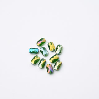 Cristalli Rettangolari Verde Smeraldo e Oro Trasparente Iridiscente 7x4mm - 10 Pezzzi | Sarobidy