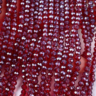 Cristalli Rondella Rosso Scuro Trasparente Perlato 4mm