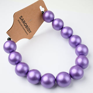 Perle in Legno Glossy Viola 20mm - Filo da 25 cm