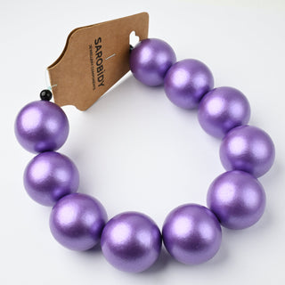 Perle in Legno Glossy Viola 25mm - Filo da 25 cm