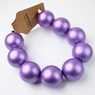 Perle in Legno Glossy Viola 30mm - Filo da 25 cm