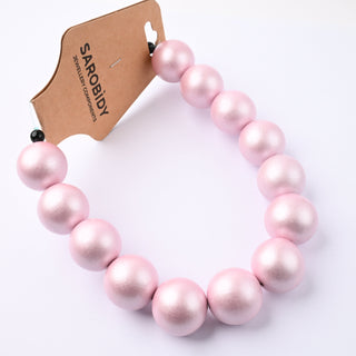 Perle in Legno Glossy Rosa 20mm - Filo da 25 cm