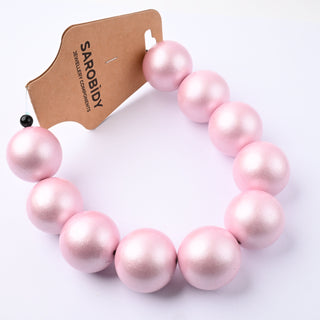 Perle in Legno Glossy Rosa 25mm - Filo da 25 cm