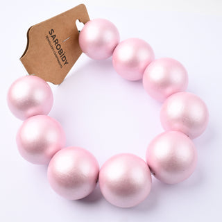 Perle in Legno Glossy Rosa 30mm - Filo da 25 cm