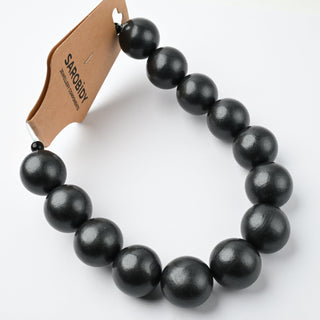 Perle in Legno Glossy Piombo 20mm - Filo da 25 cm