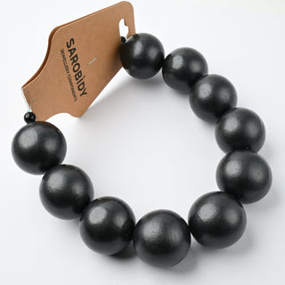 Perle in Legno Glossy Piombo 25mm - Filo da 25 cm