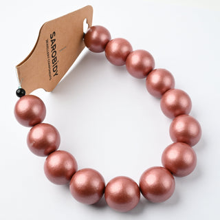 Perle in Legno Glossy Rosa Antico 20mm - Filo da 25 cm