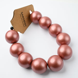 Perle in Legno Glossy Rosa Antico 25mm - Filo da 25 cm