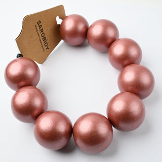 Perle in Legno Glossy Rosa Antico 30mm - Filo da 25 cm