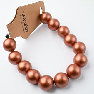 Perle in Legno Glossy Rame 20mm - Filo da 25 cm