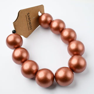 Perle in Legno Glossy Rame 25mm - Filo da 25 cm