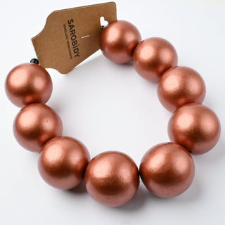 Perle in Legno Glossy Rame 30mm - Filo da 25 cm