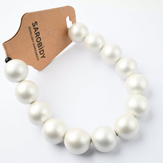 Perle in Legno Glossy Bianco 20mm - Filo da 25 cm