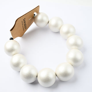 Perle in Legno Glossy Bianco 25mm - Filo da 25 cm