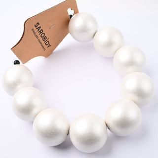 Perle in Legno Glossy Bianco 30mm - Filo da 25 cm