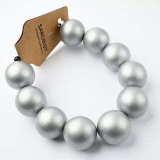 Perle in Legno Glossy Argento 25mm - Filo da 25 cm