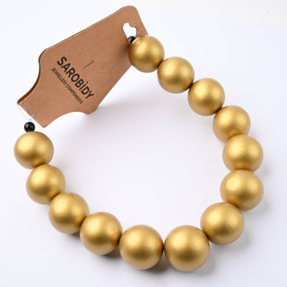 Perle in Legno Glossy Oro 20mm - Filo da 25 cm