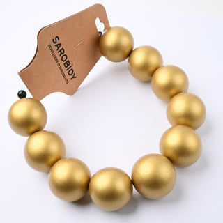 Perle in Legno Glossy Oro 25mm - Filo da 25 cm