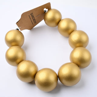 Perle in Legno Glossy Oro 30mm - Filo da 25 cm