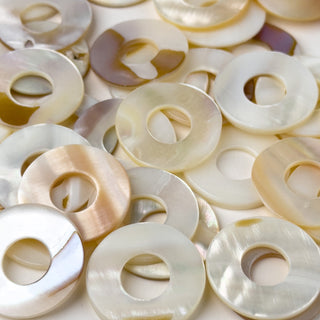 Distanziatori in Madreperla Disco Naturale 25mm - 30 pz