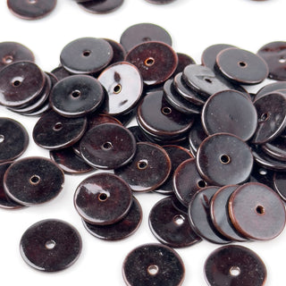 Distanziatori in Madreperla Disco Marrone Scuro 15mm - 80 pz