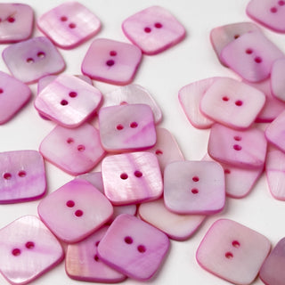 Bottoni in Madreperla Quadrato Rosa Chiaro 16mm - 35 pz