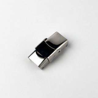 Chiusura Fibbia con Terminale per Cordoncino Piatto 27x9mm  in Acciaio - 1 pz