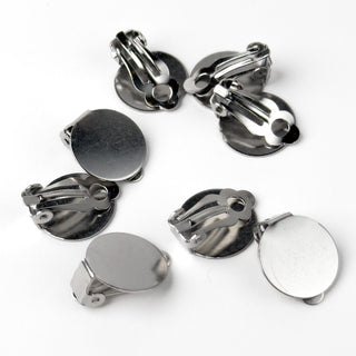 Orecchino a Clip con Base Piatta 14mm in Acciaio - 8 pz