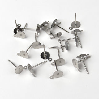Orecchino Perno con Anellino 6mm in Acciaio - 20 pz