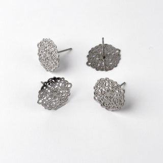 Orecchino Perno Filigrana 15mm in Acciaio - 4 pz