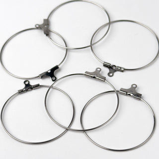 Orecchino Cerchio Apribile con Anellino in Acciaio 30mm - 6 pz