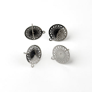 Orecchino Perno Filigrana con Anellino 14mm in Acciaio - 4 pz