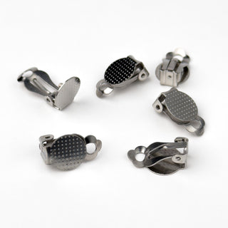 Orecchino a Clip con Base Piatta 10mm in Acciaio - 6 pz